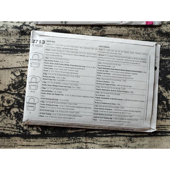 Simplicity 2389 2713 Sewing Pattern Baby Toys Pillow Growth Chart Diaper Bags - Picture 3 of 5